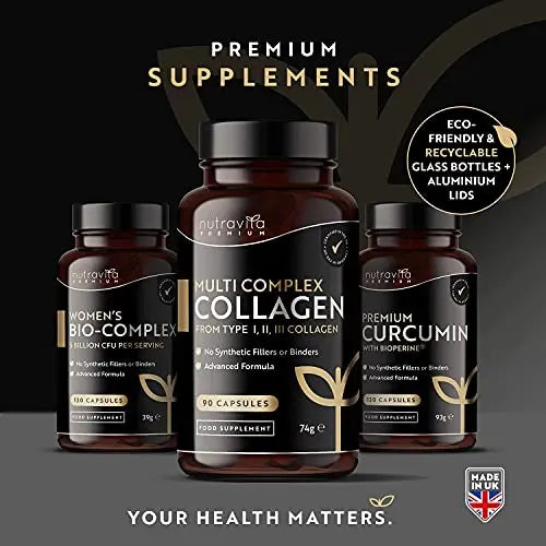 Premium Multi Collagen Protein Capsules with Type I, II, III - Includes Hydrolysed Grass Nutravita Au supplements