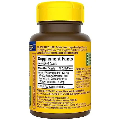 Nature Made Ashwagandha Capsules 125mg for Stress Support, 60 Capsules, 60 Day Supply Nature Made Au supplements