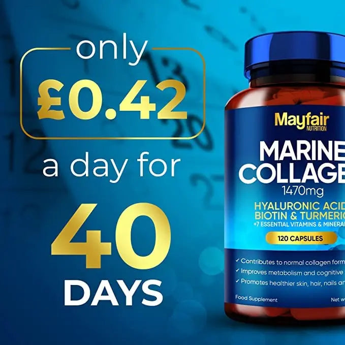 Mayfair Nutrition Marine Collagen 120 High Strength Capsules 1470mg Complex with Hyaluronic Acid Mayfair Nutrition Au supplements