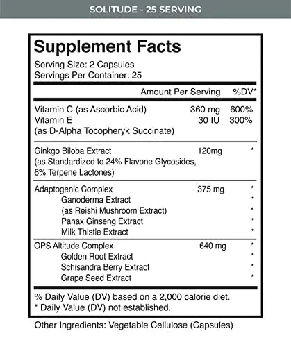 MTN OPS Solitude High-Altitude Performance Supplement (25 Servings), Black, One Size MTN OPS Au supplements