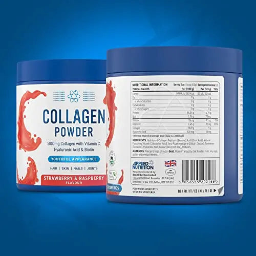 Applied Nutrition Collagen Powder - Strawberry & Raspberry Flavour - 5000mg Hydrolysed Bovine Flavoured Collagen Applied Nutrition Au supplements