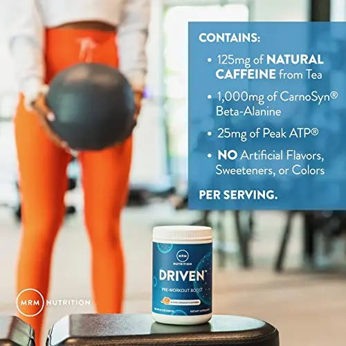 MRM Nutrition Driven Pre-Workout Powder | Mixed Berry Flavored | 125mg Caffeine | Pure MRM Au supplements
