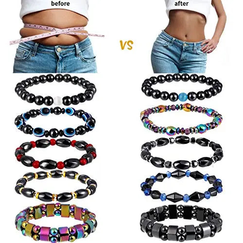 Hicarer 10 Pieces Magnetic Hematite Bracelets for Men Women Magnetic Bracelet Rock Hicarer Au supplements