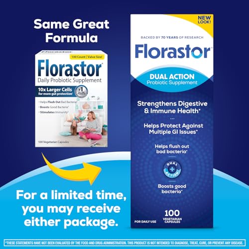 Florastor Probiotics for Digestive and Immune Health, 100 Capsules, Probiotics for Women & Men, Helps Flush Out Bad Bacteria, Boosts The Good with Our Unique Strain Saccharomyces Boulardii Florastor Au supplements
