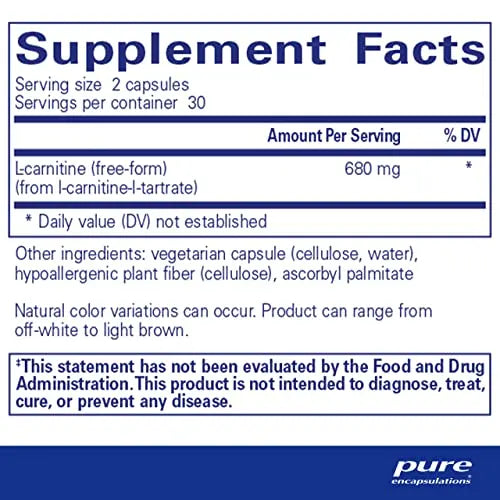 Pure Encapsulations L-Carnitine | Hypoallergenic Supplement for Cardiovascular and Endurance Support Pure Encapsulations Au supplements