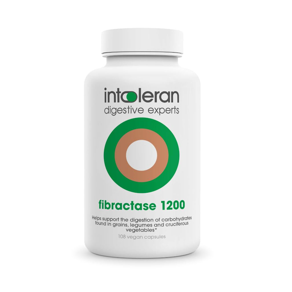 Intoleran Fibractase 1200 Digestive Enzymes - 108 Capsules | Supplement for Fructans & Galactans Intolerance | Helps Digest Carbohydrates; Grains, Legumes