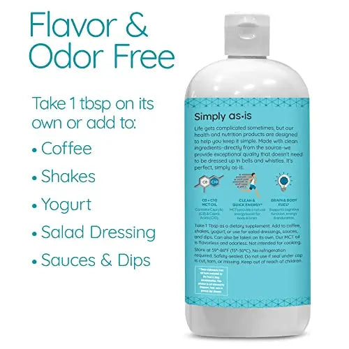 AS-IS Simply Premium MCT Oil C8 & C10 | Unflavored | 100% from Non-GMO Coconuts AS-IS Au supplements