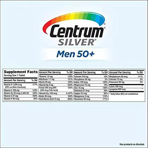 Centrum Men 50+ Multivitamin Tablet Age 50 and Older 275ct Centrum Au supplements