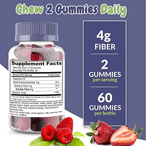 Fiber Prebiotic Gummies Sugar Free, Keto Friendly 2 Pack | Gut Cleansing, Digestive Health Health Supplied Au supplements