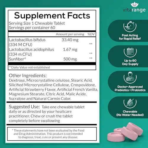 Colon Relief by VitaRange- Fast Constipation and Bloating Relief with Sunfiber Prebiotic Vita Range Au supplements