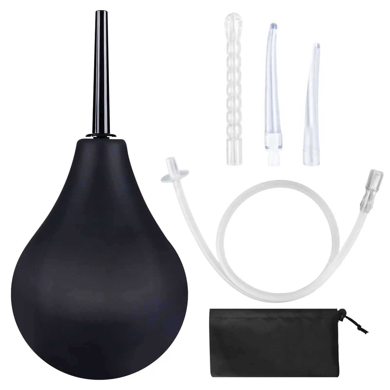 Enema Bulb 7.6oz Douche Enema Kit Includes 4 Nozzles for Women & Men Black with Storage Bag FOOFOO Au supplements