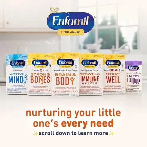 Enfamil Poly-Vi-Sol and Fer-in-Sol Iron Liquid Drop Multivitamin Supplements for Infants and Toddlers, 2x50 mL Dropper Bottle Enfamil Prenatals & Baby Vitamins Au supplements