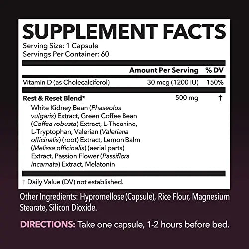 HAVASU NUTRITION Night Time Fat Burner Weight Loss Pills for Women | Appetite Suppressant for Weight Loss (+ Vitamin D, 60 Count) HAVASU NUTRITION Au supplements
