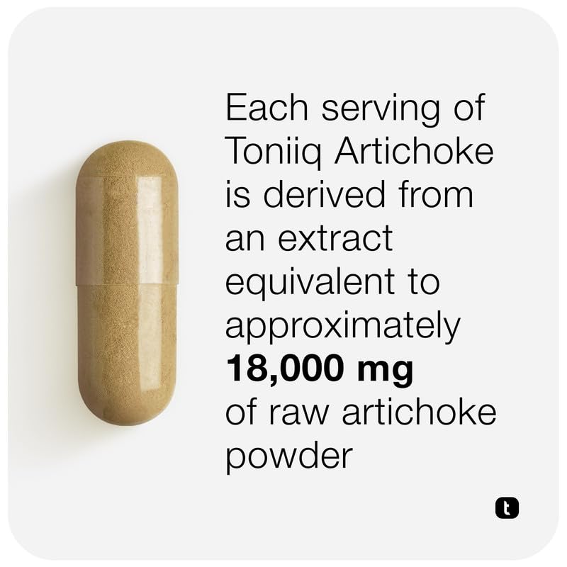 Toniiq Artichoke Extract 15:1 – with 5% Cynarin (60 mg) – 120 Vegan Capsules – Liver & Digestive Support - Lab Tested - Non-GMO Toniiq Au supplements