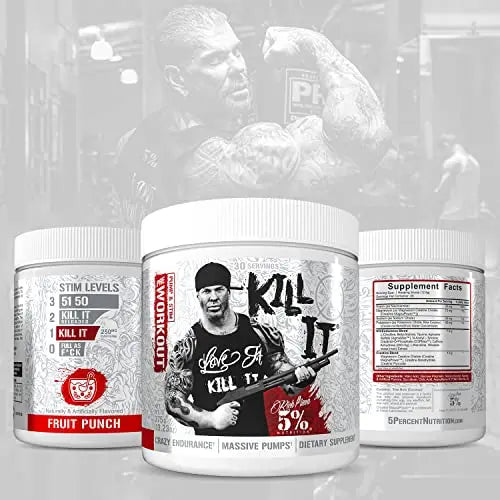 5% Nutrition Rich Piana Kill It Pre Workout Powder w/Creatine, Jitter-Free Caffeine 5% Nutrition Au supplements