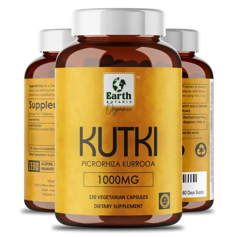 Earth BOTANIC Organic Kutki Root Powder 1000mg 120 Capsules (Picorohiza Kurrooa) Earth BOTANIC Organic Au supplements
