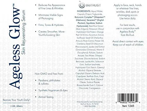 BioTrust Ageless Glow Anti Aging Moisturizer, Skin Brightening Serum with Vitamin C BioTrust Au supplements