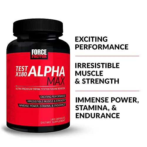 FORCE FACTOR Test X180 Alpha Max, 2-Pack, Total Testosterone and Nitric Oxide Booster Force Factor Au supplements