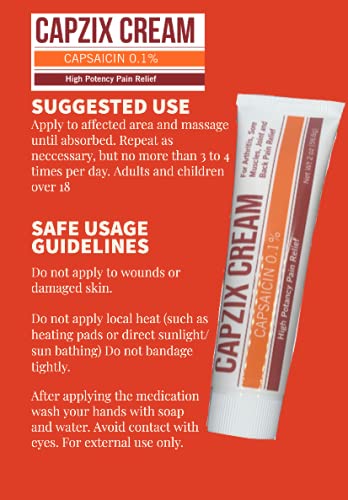Capzix Cream for Pain Relief 2 OZ Capsaicin .1% High Potency/ Maximum Strength CAPZIX CREAM Au supplements