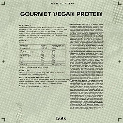 Bulk Gourmet Vegan Protein Powder, Chocolate, 700 g Bulk Au supplements