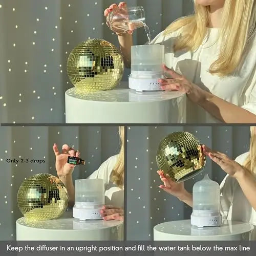 Disco Ball Diffuser Rotating - 300 ML Mirror Ball Oil Diffuser, Essential Oils Diffusers for Home SCANDINORDICA Au supplements