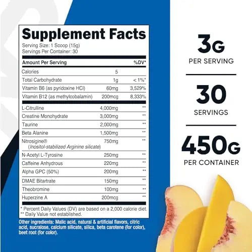 Nutricost Pre-C Pre-Workout Complex with Creatine (Peach Mango | 30 Servings) Powder Nutricost Au supplements