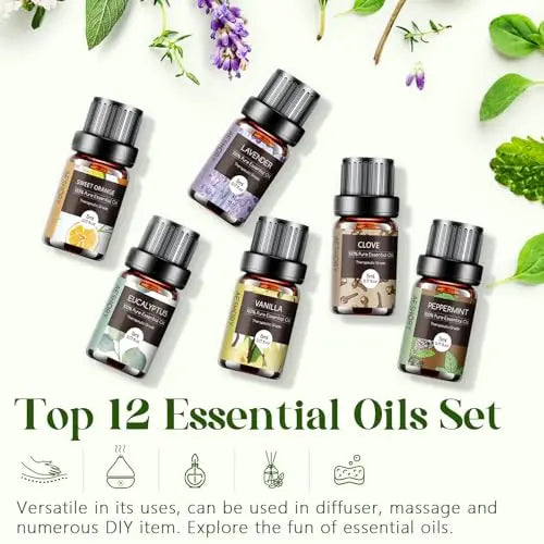Essential Oils Set - 12 Pcs Aromatherapy Essential Oil Kit for Diffuser, Humidifier, Aromatherapy, Massage Aeshory Au supplements