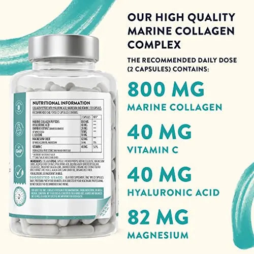 Marine Collagen Tablets for Women and Men with Hyaluronic Acid, Natural Vitamin C & Magnesium - with Pure Collagen peptides AAVALABS Au supplements