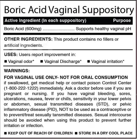 N'More Boric Acid Vaginal Suppositories- 100% Pure - Made in USA- Boricfem Vaginal Health Supplement N'More Au supplements