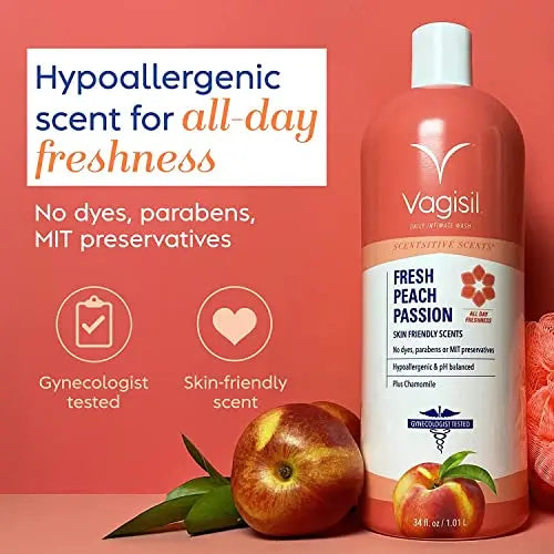 Vagisil Scentsitive Scents Fresh Peach Passion Daily Intimate Wash for Women, Gynecologist Tested Vagisil Au supplements