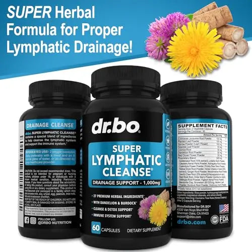 Lymphatic Support Herbal Supplement with Echinacea & Ginger - For Lymph Drainage & Detox DR. BO Au supplements