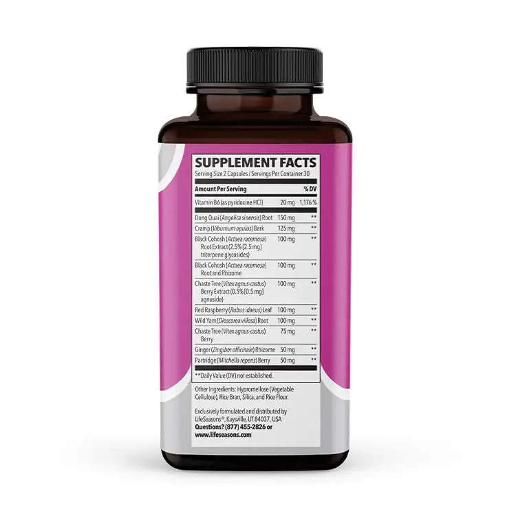 LifeSeasons - PreMense-T - PMS Relief Supplement - Support for Pre-Menstrual Symptoms, Cramping & Breast Tenderness - Nourish Tissue - Ginger Crampbark Dong Quai Chasteberry & Vitamin B6-60 Capsules LifeSeasons Au supplements