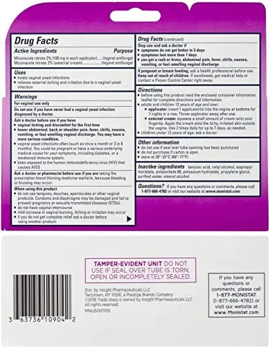 Monistat 7 Simple Cure Feminine Antifungal Cream with RX Strength Cream, 7 Day Treatment Cream Monistat Au supplements