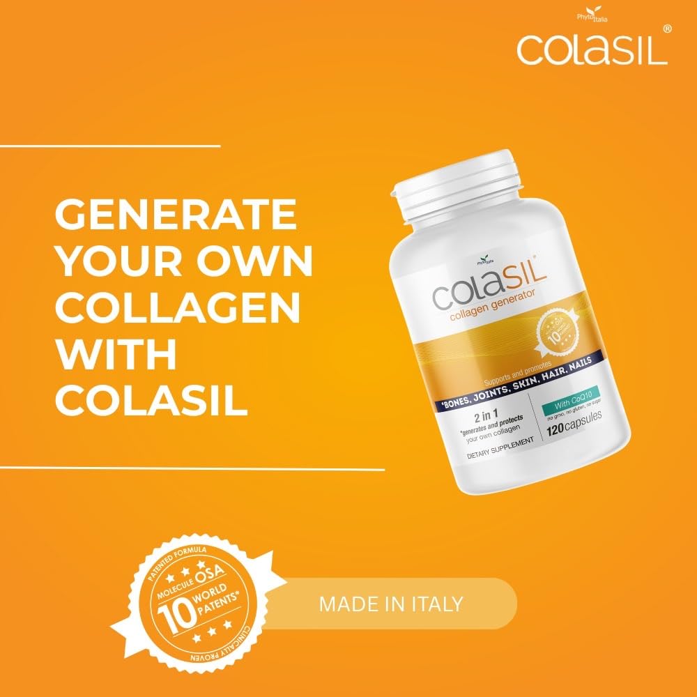 Colasil Collagen Booster Capsules – Organic Silica (OSA) + Hydrolyzed Collagen Generator for Hair, Skin, Nails, Bones & Joints – High Absorption, Non-GMO, Allergen-Free, 120 Capsules (60-Day Supply) Colasil Au supplements