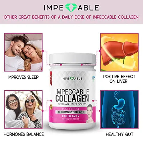 IMPECCABLE Collagen Premium 10.000 mg Pure peptide hydrolyzed Marine Collagen Powder Impeccable Au supplements