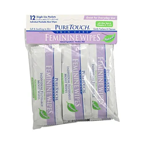 Puretouch Skin Care Individual Flushable Moist Feminine Wipes, 12 Count Puretouch Skin Care Au supplements