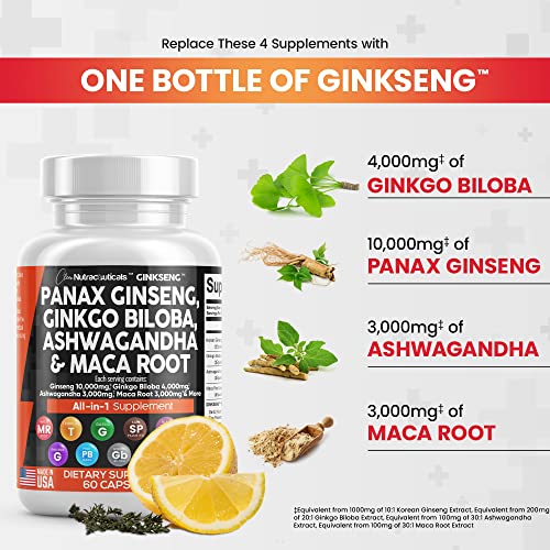 Panax Ginseng 10000mg Ginkgo Biloba 4000mg Ashwagandha Maca Root Clean Nutraceuticals Au supplements