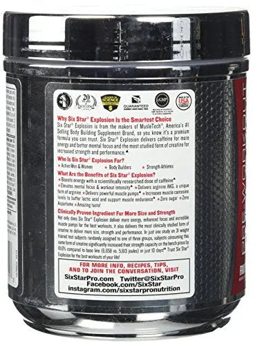 Six Star Pre-Workout Explosion, Fruit Punch, 0.45 Pound Six Star Au supplements