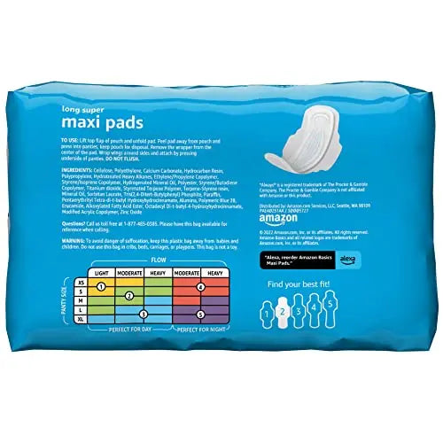 Amazon Basics Thick Maxi Pads with Flexi-Wings for Periods, Long Length, Super Absorbency Amazon Basics Au supplements