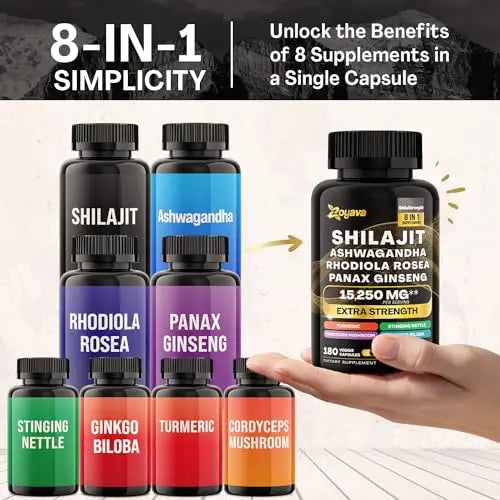 Zoyava Shilajit 9000MG Radiant Health Blend Ashwagandha 2000MG Rhodiola Rosea Zoyava Au supplements