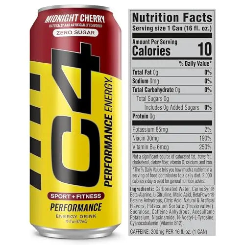 C4 Energy Carbonated Zero Sugar Energy Drink, Pre Workout Drink + Beta Alanine, Midnight Cellucor Au supplements