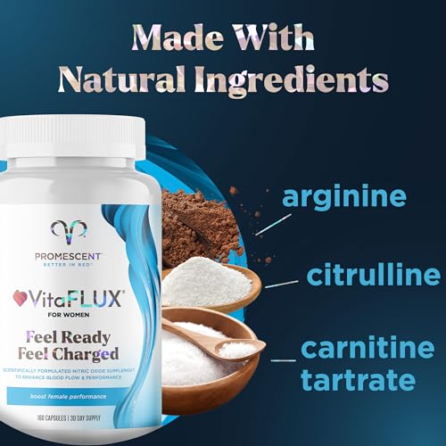 Promescent VitaFLUX Women's Nitric Oxide Booster Supplement, Boost Energy & Performance - Therapeutic Dose of Essential Amino Acids L Arginine, L Citrulline, L Carnitine, Zinc (180 Capsules) Promescent Au supplements