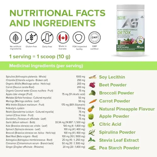 Active Green Pro - Detox Powder, Blend of Synergistic Liver Herbs, Reishi, Moringa Active Green Pro Au supplements