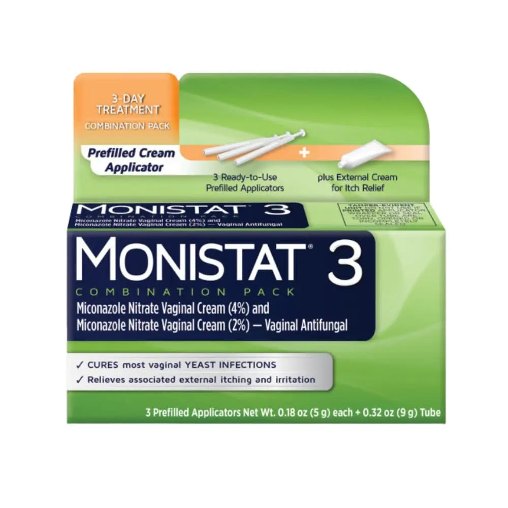 Monistat 3 Vaginal Cream, 3-Day Treatment Combination Pack, 3 Ovule Inserts and External Cream Monistat Au supplements