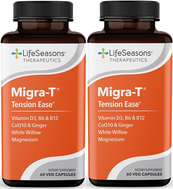 LifeSeasons Migra‑T - White Willow Bark, Magnesium, CoQ10 & Ginger - 60 Count (Pack of 2) LifeSeasons Au supplements