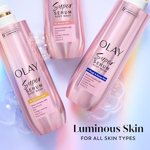 Olay Super Serum Body Wash for Extra Dry Skin, 24hr Long Lasting Hydration, 5+ Ingredient