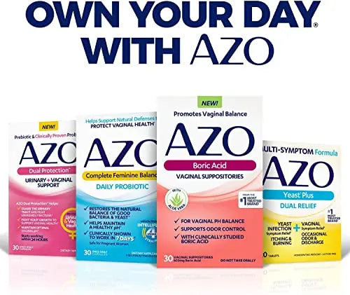 AZO Boric Acid Vaginal Suppositories (30 Count) + Complete Feminine Balance Daily Probiotics for Women AZO Au supplements