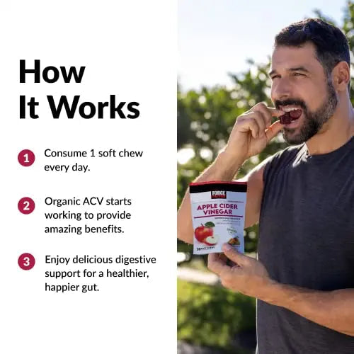 Force Factor Organic Apple Cider Vinegar Soft Chews for Digestion and Metabolism Support Force Factor Au supplements