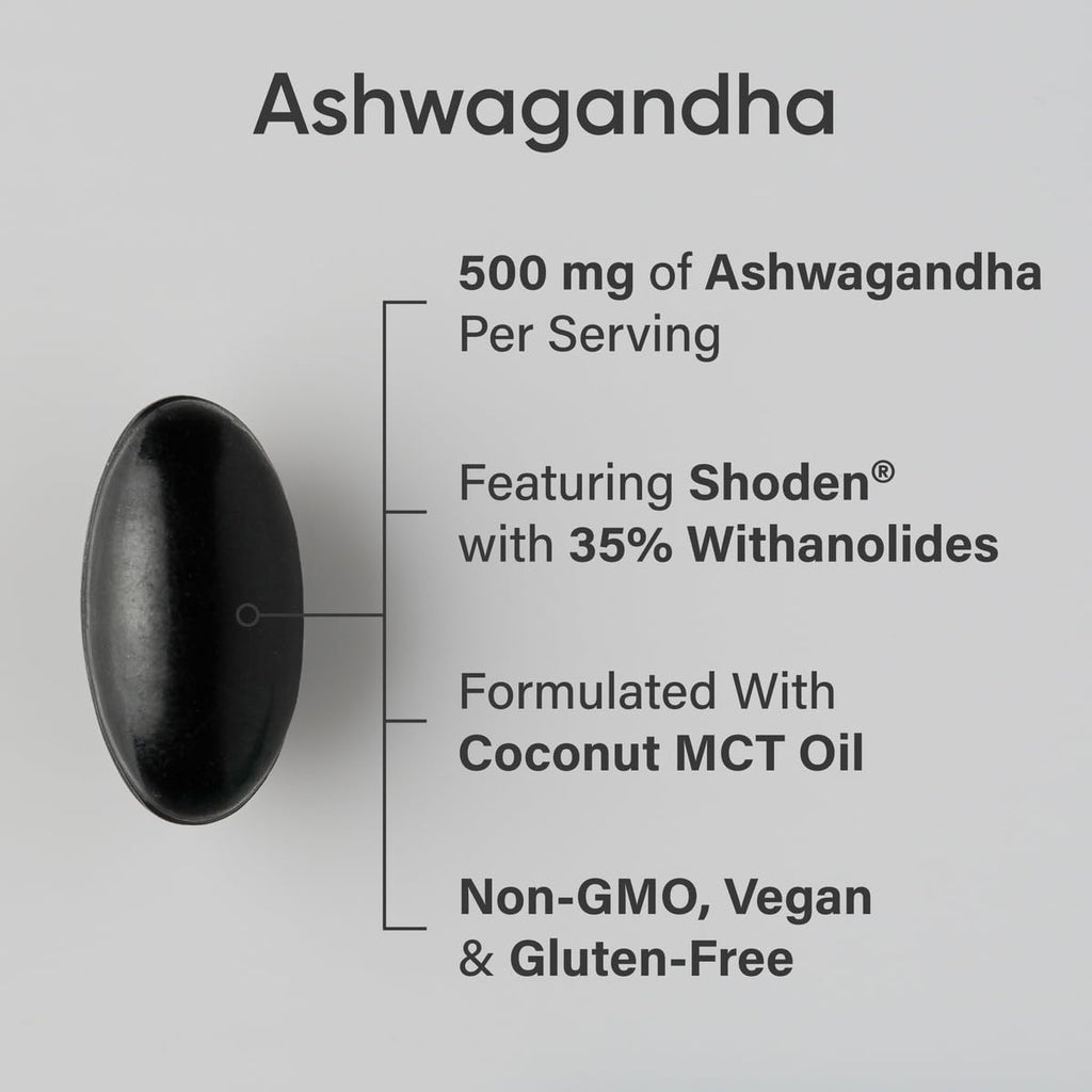 Sports Research® Ashwagandha Softgels with Coconut MCT Oil - Natural Adaptogen Made with Shoden® Ashwa for Relaxation, Calm & Sleep Support - Gluten Free & Vegan Friendly - 60 Count Sports Research Au supplements