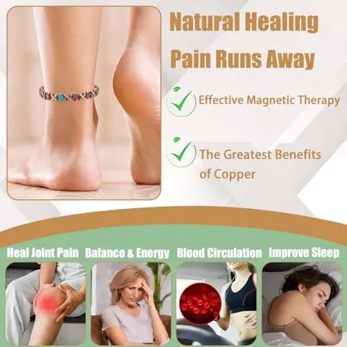 MagVIVACE Copper Anklet for Women for Arthritis and Joint, Magnetic Therapy Ankle Bracelet, Jewelry Gift MagVIVACE Au supplements
